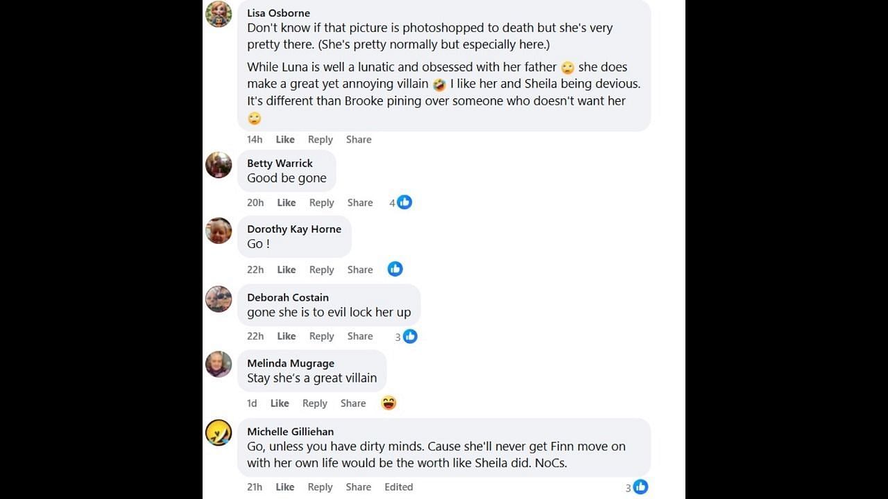 Fans clash over Luna's future on the show (Image via Facebook/The Bold and the Beautiful)